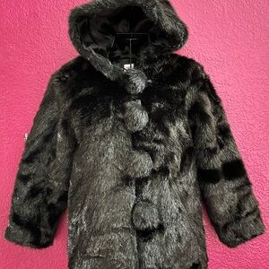Gymboree Black Faux Fur Girls winter coat